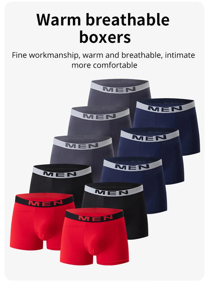 4/10 Piece Men's Four Season Black Fashionable Casual Basic Versatile Underwear Boxer Shorts Plus Size Youth Sports Base Shorts