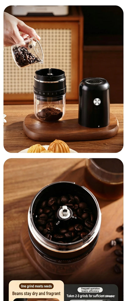 Portable Rechargeable Electric Coffee Grinder, External Adjustable Grind Mill for Espresso & Hand Pour Coffee