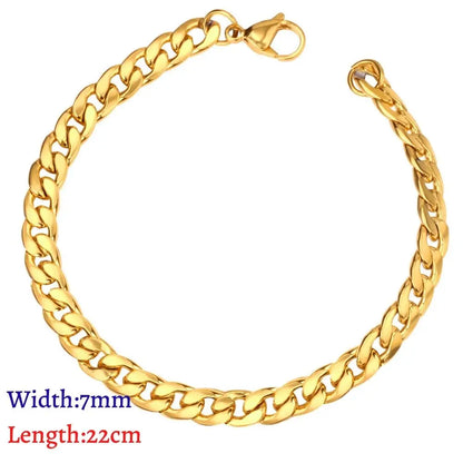 LUXUKISSKIDS Stainless Steel Couple Men/Woman Bracelets Fashion Curb Cuban Link Chains On Hand Rock Bracelet Wrist Jewelry Gifts