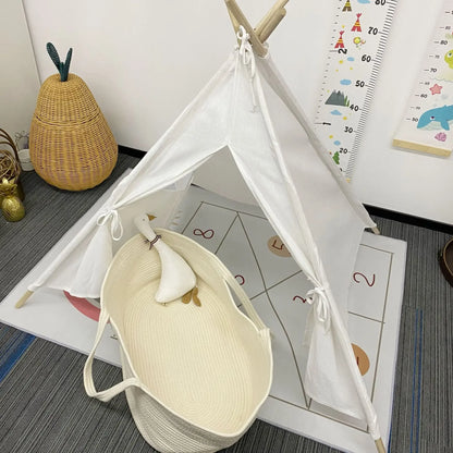 Ins Newborn Hand Basket Cotton Rope Woven Crib Baby Cradle Portable Outdoor Sleeping Infant Accessories Photography Props Gifts