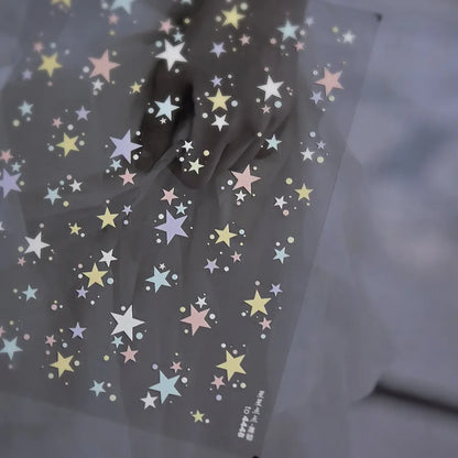 Grid Patterned Star Bowknot Cherry Polka Dot Line Colorful Geometric Five-pointed Star Adhesive Nail Art Sticker Manicure Decal