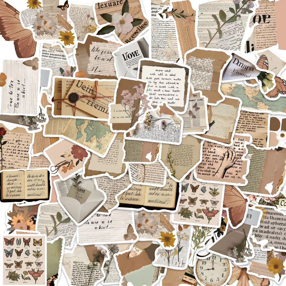 10/25/50pcs Aesthetic Vintage Diary Graffiti Stickers for DIY Scrapbooking Suitcase Water Bottle Phone Guitar Laptop