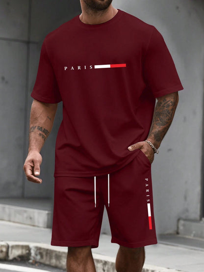 Men's Tracksuit 2 Piece O-neck Short Sleeve Shirt Shorts Set Men's Running Suit Plus Size T Shirts Man Clothing Summer T-shirt