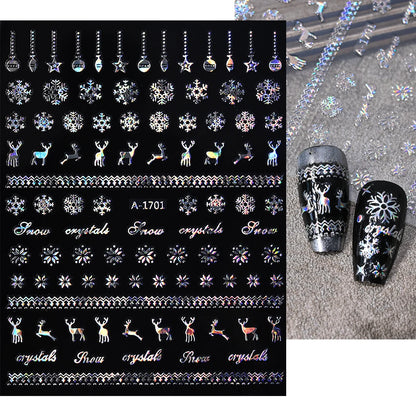 Winter Christmas Atmosphere Nail Stickers Snowman Snowflake Wapiti Self-adhesive High Quality Cute Nail Stickers Nail Art Deco