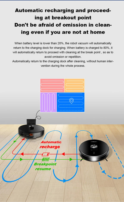 Robot Vacuum Cleaner Liectroux/LILIN X6,Laser System,Multiple-Floor Maps,Restricted Area Setting for Home Carpet Cleaning