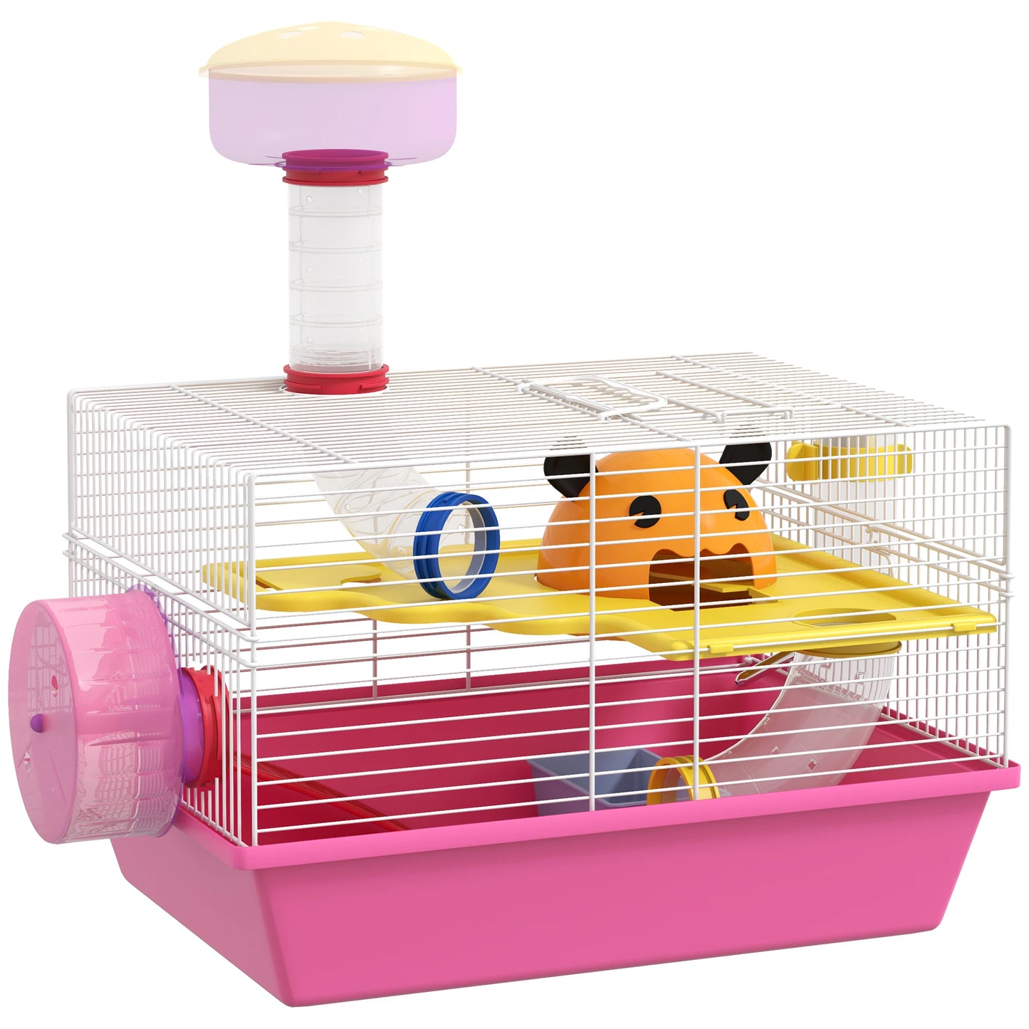 Multi-colored rodent Cage with platform, bottle of water, wheels, House, 34x27x25 cm, pink, rat cage, hamster cage, animals cage, hamster cage