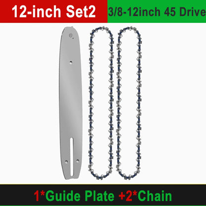 12" Guide Bar & 45 Link Chain Set 3/8"LP Pitch 0.050" Groove Width Rounded Teeth Alloy Chainsaw Components 12 Inch Electric Saw