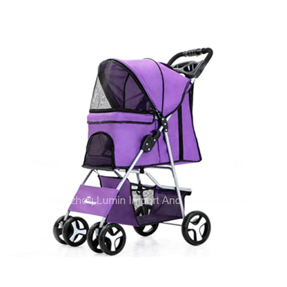 Pet Stroller Luxury Folding Dog Stroller Outdoor Pet Trolley Carrier Travel Large Wheels