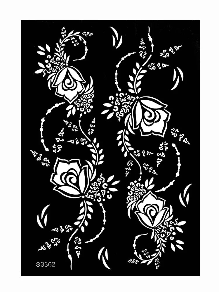 Flower Tattoo Stencil Reusable Henna Template for Hand and Body Henna Tattoo Design for Wedding Festival Party Tattoo Tools