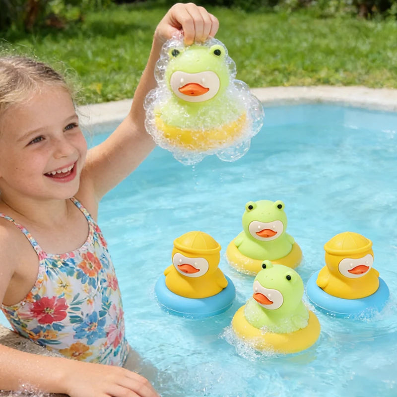 BPA Free Baby Silicone Bath Toys Cute Duckling&Frog Shape Floating Water Toy for Infants Toddlers Fun Bathroom Toys Babies Gifts