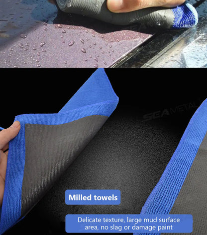 SEAMETAL 1/2pcs Car Cleaning Towel Magic Clay Cloth for Car Detailing with Blue Clay Bar Towel Washing Tool Car Accessories