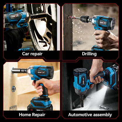 ONEVAN 1200N.M Torque Brushless 4 Gears Electric Impact Wrench 1/2 inch Cordless Screwdriver Tool for Makita 18V Battery Pin