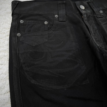 Vintage X Ray Waxing Tribal Embroidery Men's Flared Jeans Gothic High Street Unisex Punk Slim Fit Jeans Y2K Baggy Flared Jeans