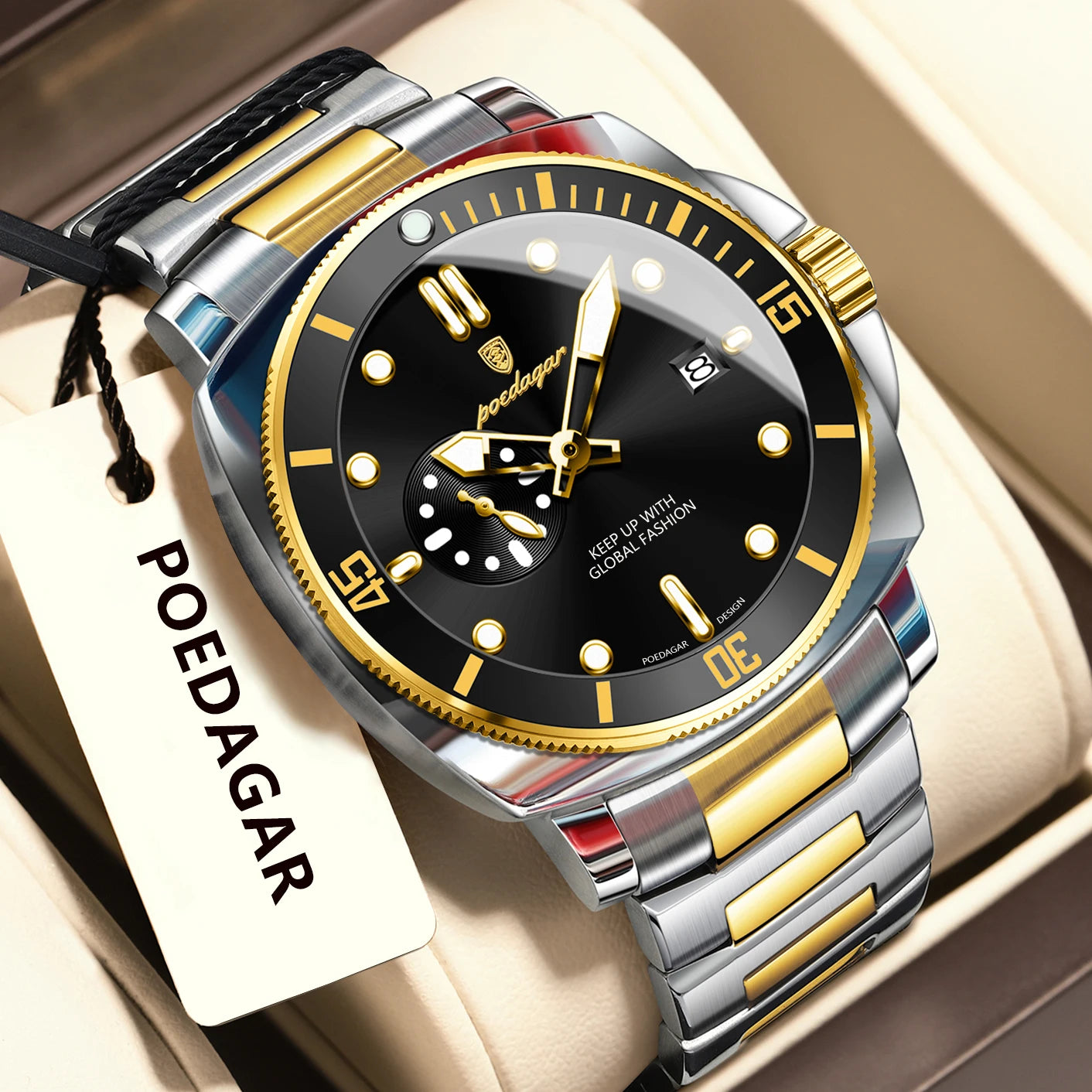 POEDAGAR Luxury Trendy Men Watch Waterproof Luminous Date Stainless Steel Male Watch Quartz Business Sports Men's Watches Reloj