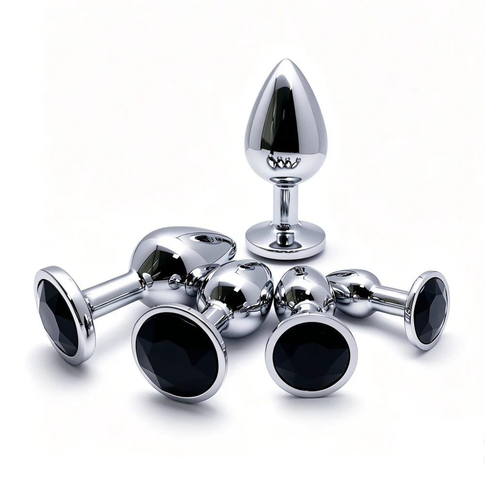 5 Size Black Butt Plug Metal Anal Plug Jewelry Base Beginner to Expert G-Point Massage Dildos Adult Women Toys Adult Men Toys
