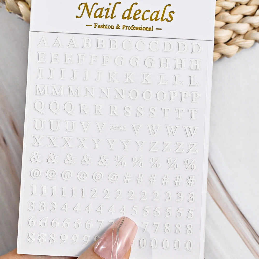3D Glittery Gothic Letter Design Nail Art Stickers Uppercase Alphabet Letters Artistic Designs DIY Nail Art Decals Decoration #1