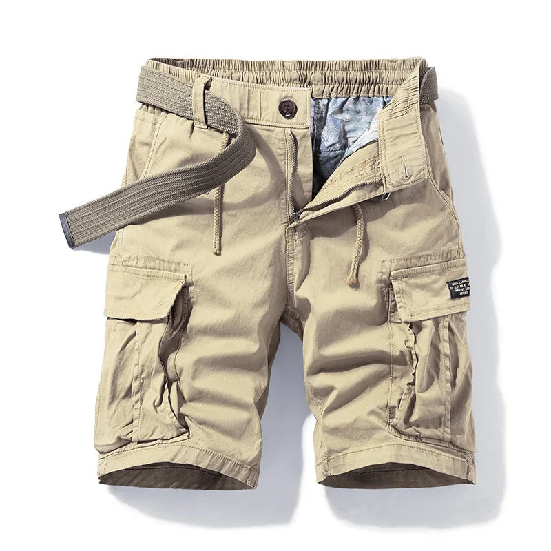 New Summer Men Cotton Multi pockets Cargo Shorts Jogger Loose Pants Man Casual Tooling Shorts Quality Male Shorts Pants NO Belts