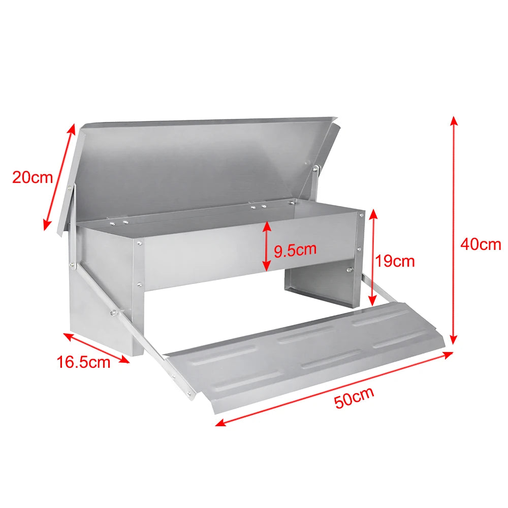 Automatic Feeder, Feeding Trough with Automatic Pedal & Mouse Protection Lid, 5KG/10KG Chicken Feeder for Farm Animals