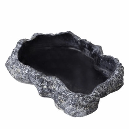 Anti-slip Climbing Pet Food Bowl Easy Clean Realistic Stone Reptile Drinking Water Feeding Tray Safe Durable Reptile Food Bowl