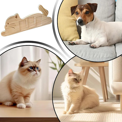 Creative Wooden Cat Photo Frame 3-Photo Desktop Decor Pet Picture Frame with Rotating Tail Personalized Pet Memorial and Gifts