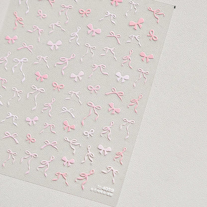 Shell Light Nail Stickers Small Fresh White Bow Ribbon Nail Charms Stickers Self Adhesive Nails 3D Decorations Parts DIY Decals