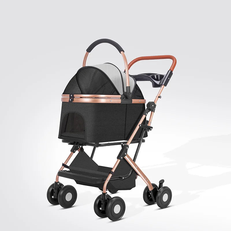 Pet Cart Dog Cat Teddy Baby Cart Outdoor Small Pet Cart Lightweight Foldable Outdoor Travel Stroller Carrier