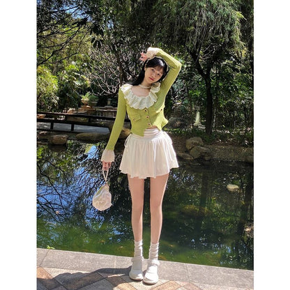 Y2k White Mini Skirt Women Drawstring Folds High Waist Irregular Ruffle Patchwork Skirts for Women Japan Style Sexy Cute Skirt
