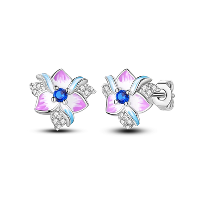 925 Sterling Silver Earrings Jewelry Hoop Flower Ear Studs Campanula Sparkling Pave Earring Wedding Gift For Women Anniversary