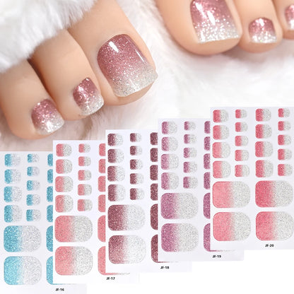 5Sheets Yellow Daisy Toenail Sticker 110Tips Full Cover Baking Free Toe Nail Wraps Elegant Flower Self-Adhesive Toe Polish Strip