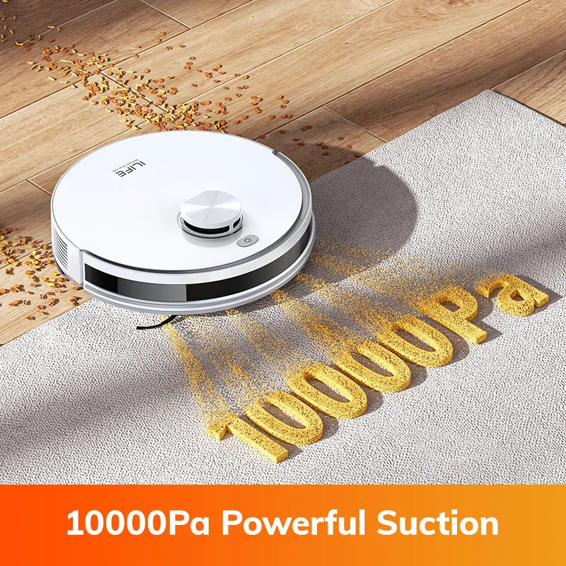 ILIFE V30 Robot Vacuum Cleaner, Laser Navigation, 10000Pa Suction, Up to 150min Runtime, APP Control, Customizable Cleaning, 2-in-1 Vacuum & Mop, No-Go Zones, Multi-Floor Mapping, Support Voice Assistance
