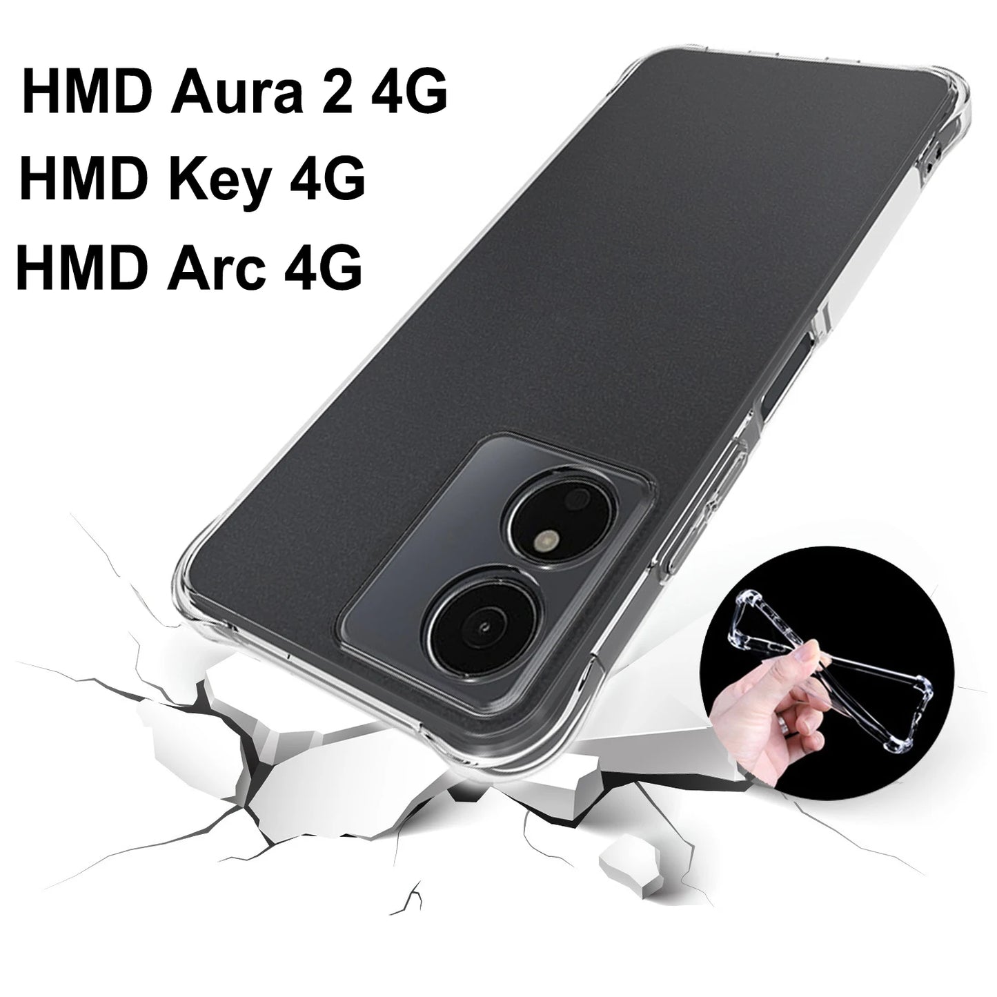 HMD Aura 2 4G Case Air Cushion Shockproof Airbag Silicone Soft TPU Back Cover Case for HMD Key HMDKey TA-1690 Arc HMDArc 4G 2025