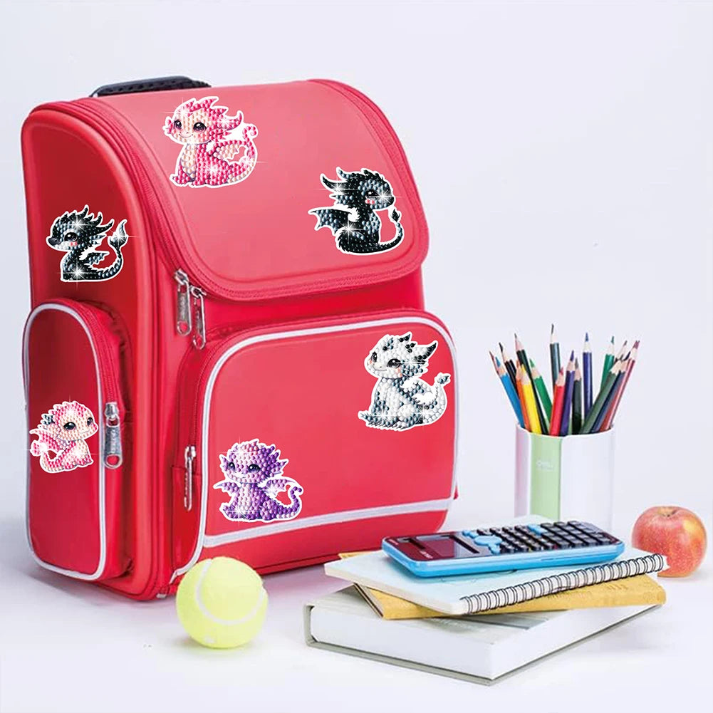 12Pcs Dragon Diamond Painting Sticker Cartoon Dragon Gem Sticker DIY Creative Mosaic Sticker Craft for Kids and Adult Beginners