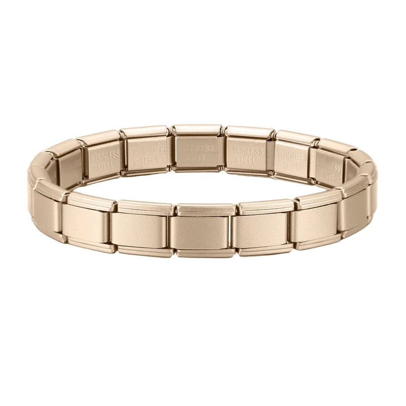 New Women's Men's Jewelry DIY 9MM Width Italian Elastic Charm Bracelet Solid Color Stainless Steel Fashion Bangle