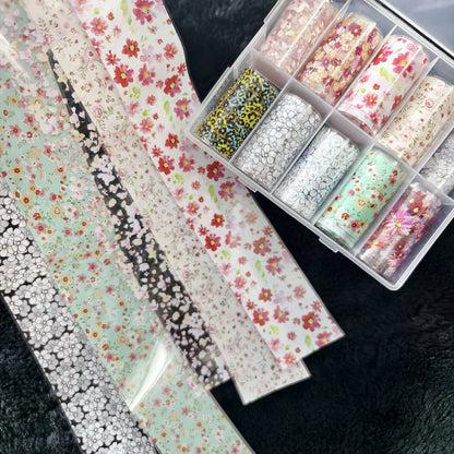 10Rolls Halloween  Flower Plaid Angel Marble  Bow Nail Foils Transfer Paper  Nail Art Stickers   Decal  Nails Decoration