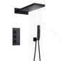 SHBSHAIMY Thermostatic Shower Faucets Bathroom Black Waterfall Shower Set Chrome Wall Mounted Three Ways Hot And Cold Mixer Tap