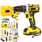 21V Portable Cordless Power Drill Set Impact Screw Driver with 120 Piece Toolbox with 2 Rechargeable Battery LED Light for Home