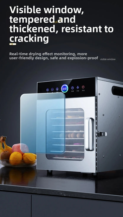 8-Tier Stainless Steel Food Dehydrator,Commercial Power, Digital Thermostat(30°C-90°C), for Jerky/Fruits/Herbs, BPA-Free