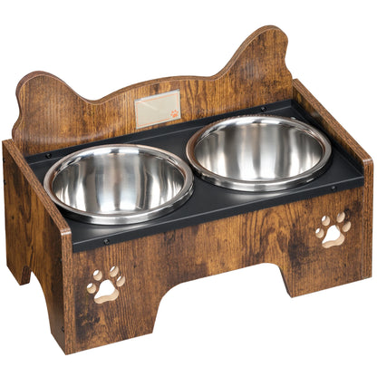 Raised Dog Bowl, Includes Two Stainless Steel Bowls with Splash-proof, Squeaky-Free Design, Suitable for Small and Medium Dogs