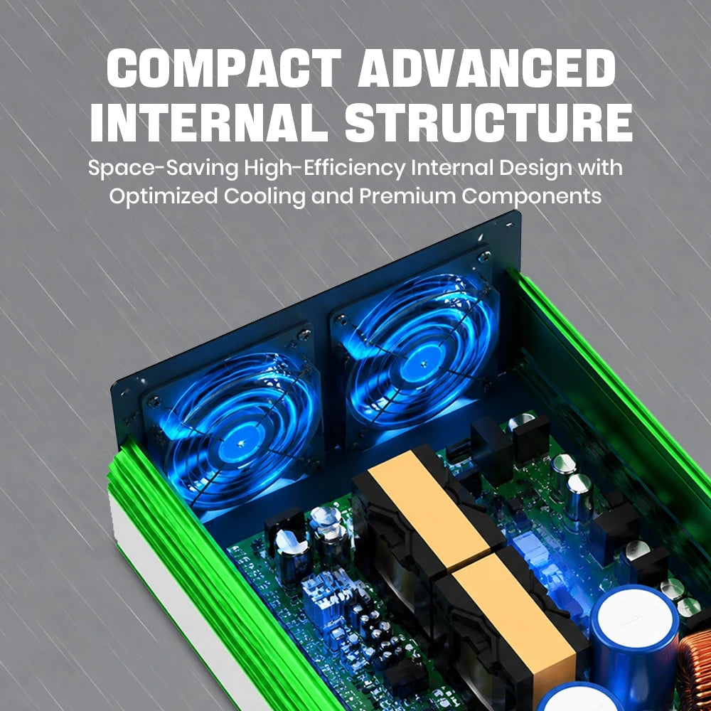 LVYUAN Pure Sine Wave Power Inverter 2000W 3000W 4000W DC 12V 24V to AC 230V LCD Remote Control 2 EU Sockets USB Home RV Solar