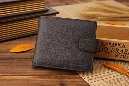 100% Genuine Leather Men Wallets Premium Product Real Cowhide Wallets for Man Short Black Walet Portefeuille Homme