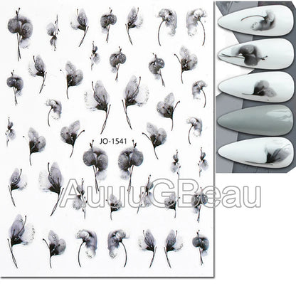 3d Nails Art Decals Spring Fruits Pink Full Tips Peony Magnolia Flowers Adhesive Sliders Stickers Decoration For Nails Manicure