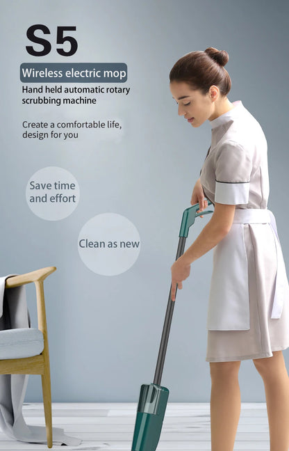 Wireless Electric Spin Mop Cleaner Automatic 2 in 1 Wet & Dry Home Cleaner Car Glass Ceiling Door Windows Floor Scrubber Machine