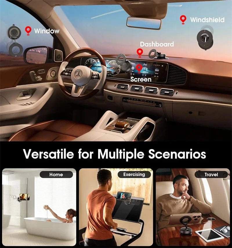 Car Phone Magnetic Stand Mechanical Vacuum Suction Cup Rotate 360° Magnetic Adsorption Bracket Navigation Universal Holder