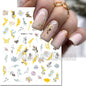 3d Nails Art Decals Spring Fruits Pink Full Tips Peony Magnolia Flowers Adhesive Sliders Stickers Decoration For Nails Manicure