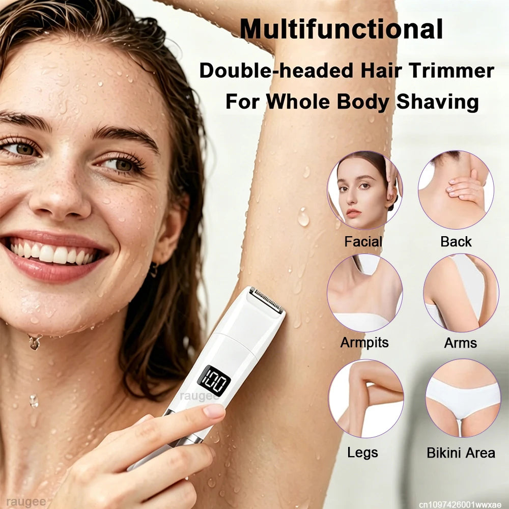 Trimmer for Women 2 in 1 Double Head Epilator Portable Electric Razors Bikini Shaver for Body Leg Underarm Hair Remover Trimmer