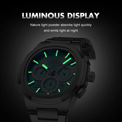 PAAZOMU Fashion Brand Man Wristwatch Waterproof Stainless Steel Luminous Men Watch Chronograph Date Luxury Quartz Men's Watches