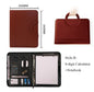 PU leather A4 zipper calculator binder conference file pad folder briefcase tablet portable circular handle file bag