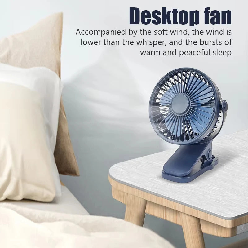 Stroller Fan for Baby Stroller Cart Hanging Fan Clip Mini Fan USB Quiet Electric Clip Fan Home 3 Speed Desktop Small Cooling Fan