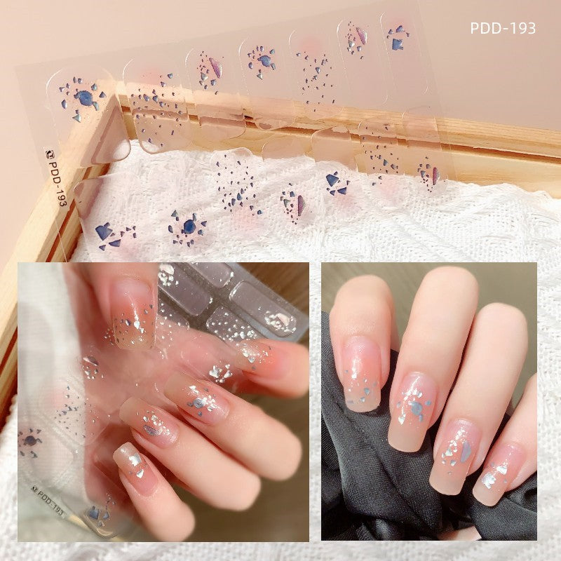 1PC Gel Nail Sticker Patch Slider Flower Gradient Color Back Glue Full Cover Waterproof Gel Nail Sticker UV Lamp Curing Manicur