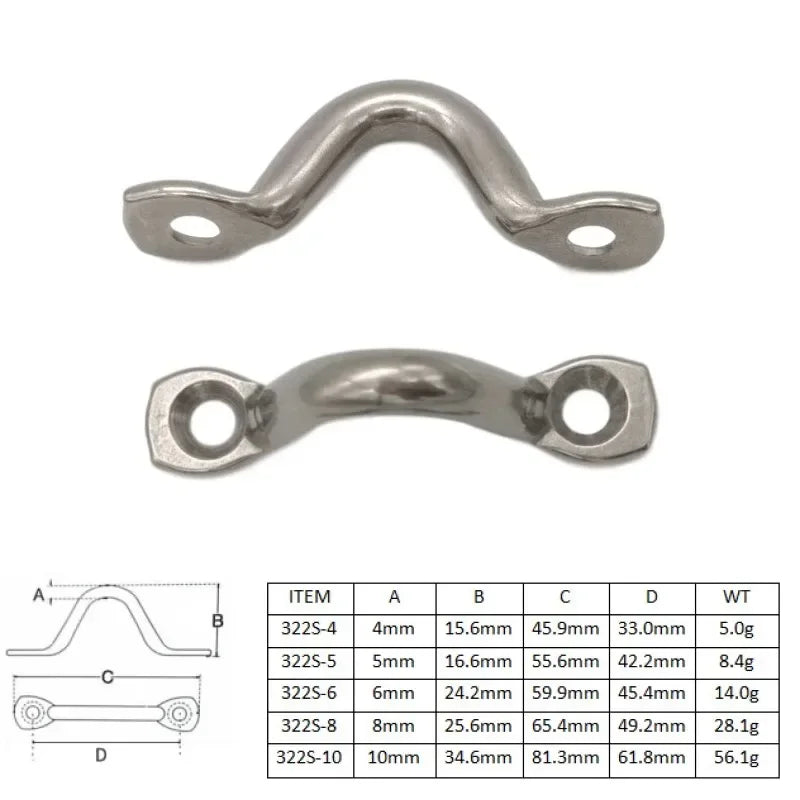 10Pcs 4mm 5mm 6mm Stainless Steel Pad Eye Strap for Boat Door Handle Pull Door Hardware Knob Handle Boat Yacht Ship Doorknob